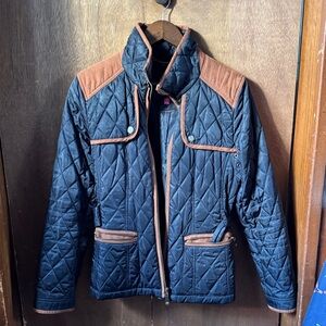 Quilted Navy and Tan Jacket